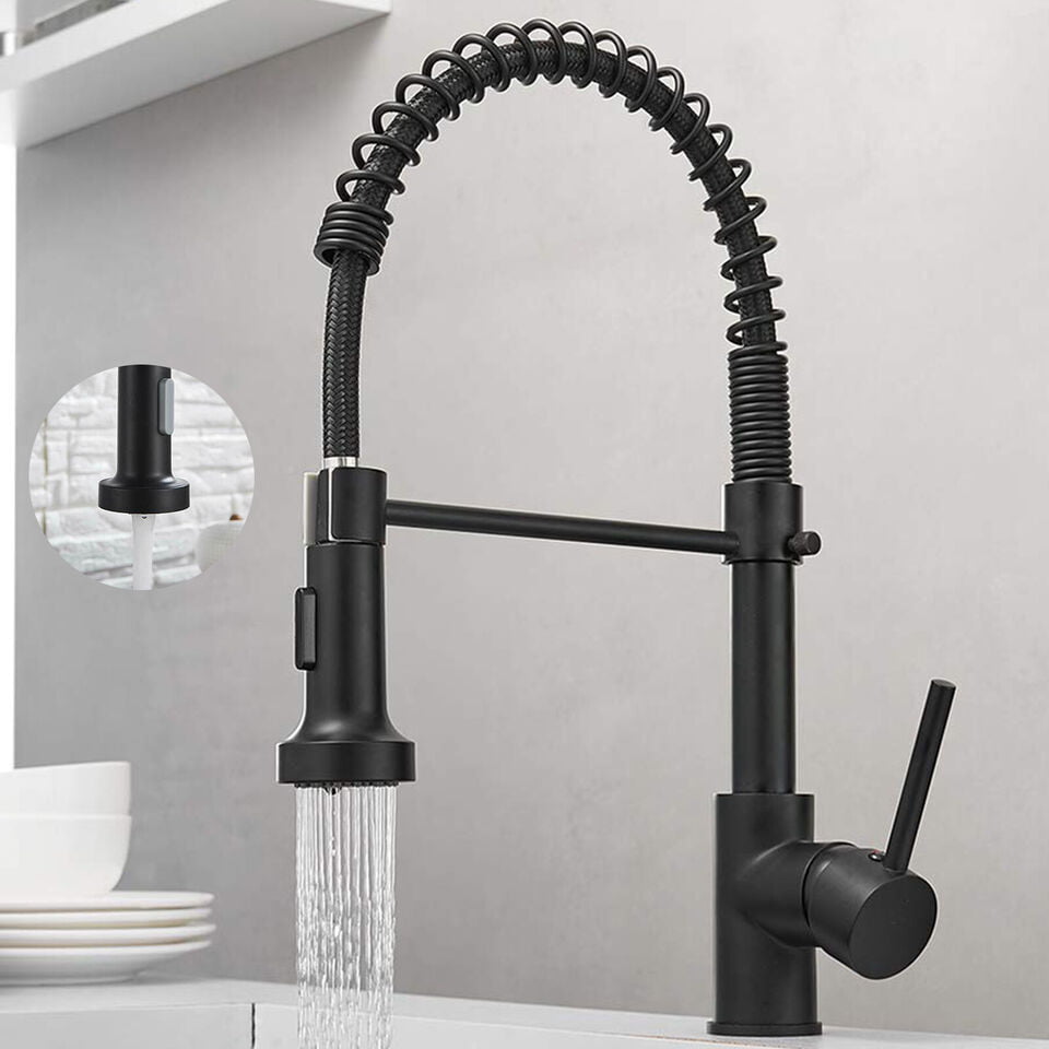 Matt Black Monobloc Kitchen Sink Mixer Tap with Pull Out Hose Spray ...